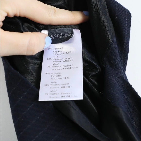 Oui sheath dress blue pinstripe office classy work business casual dressy navy S - Picture 8 of 8